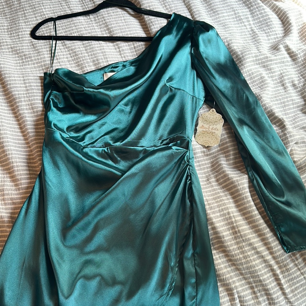 Satin Look One Shoulder Dress